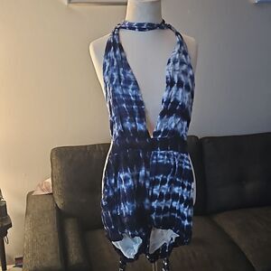 TOBI Halter top shorts romper w extra long straps